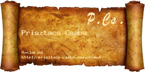 Prisztacs Csaba névjegykártya
